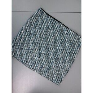 White House Black Market womens 10 teal cream tweed a-line business casual skirt